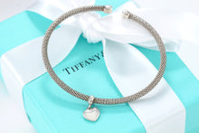 Load image into Gallery viewer, Tiffany &amp; Co. Mesh Silver Dangling Heart Cuff Bracelet
