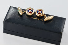 Load image into Gallery viewer, Tiffany &amp; Co. Vintage 14Kt. Gold Enamel Nautical Flag Mens Cufflinks
