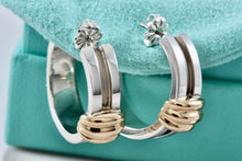Load image into Gallery viewer, Tiffany &amp; Co. Atlas 18K Gold Silver Shrimp Groove Wide Hoop Earrings
