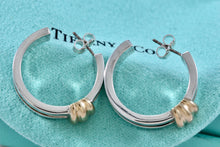 Load image into Gallery viewer, Tiffany &amp; Co. Atlas 18K Gold Silver Shrimp Groove Wide Hoop Earrings

