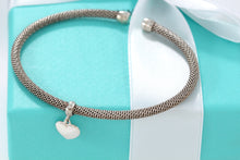 Load image into Gallery viewer, Tiffany &amp; Co. Mesh Silver Dangling Heart Cuff Bracelet
