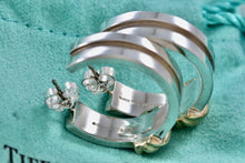 Load image into Gallery viewer, Tiffany &amp; Co. Atlas 18K Gold Silver Shrimp Groove Wide Hoop Earrings
