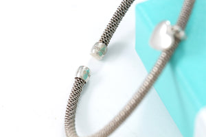 Tiffany & Co. Mesh Silver Dangling Heart Cuff Bracelet