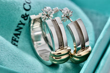 Load image into Gallery viewer, Tiffany &amp; Co. Atlas 18K Gold Silver Shrimp Groove Wide Hoop Earrings
