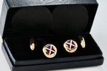 Load image into Gallery viewer, Tiffany &amp; Co. Vintage 14Kt. Gold Enamel Nautical Flag Mens Cufflinks
