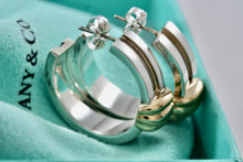 Load image into Gallery viewer, Tiffany &amp; Co. Atlas 18K Gold Silver Shrimp Groove Wide Hoop Earrings
