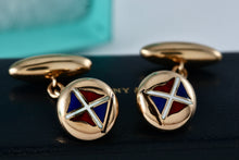 Load image into Gallery viewer, Tiffany &amp; Co. Vintage 14Kt. Gold Enamel Nautical Flag Mens Cufflinks
