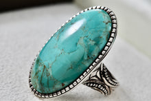 Load image into Gallery viewer, Barse Sterling Silver Huge Oval Turquoise High Quality Ring Size 8
