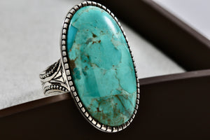 Barse Sterling Silver Huge Oval Turquoise High Quality Ring Size 8