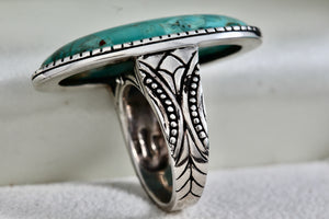 Barse Sterling Silver Huge Oval Turquoise High Quality Ring Size 8