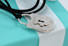 Load image into Gallery viewer, Tiffany &amp; Co. Large Hammered Keyhole Padlock Pendant Silk Cord Necklace
