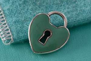 Tiffany & Co. Blue Enamel Silver Large Keyhole Heart Pendant