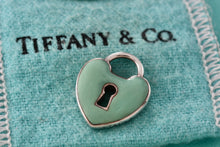 Load image into Gallery viewer, Tiffany &amp; Co. Blue Enamel Silver Large Keyhole Heart Pendant
