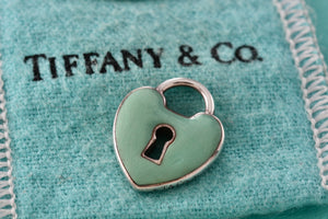 Tiffany & Co. Blue Enamel Silver Large Keyhole Heart Pendant