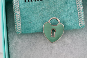 Tiffany & Co. Blue Enamel Silver Large Keyhole Heart Pendant