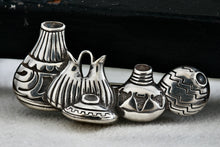 Load image into Gallery viewer, Southwestern Native American S.T.C. Sterling Silver Pottery Pueblo Brooch Pin
