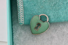Load image into Gallery viewer, Tiffany &amp; Co. Blue Enamel Silver Large Keyhole Heart Pendant
