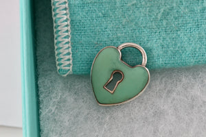 Tiffany & Co. Blue Enamel Silver Large Keyhole Heart Pendant