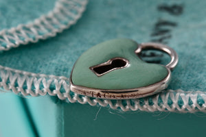 Tiffany & Co. Blue Enamel Silver Large Keyhole Heart Pendant