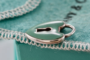 Tiffany & Co. Blue Enamel Silver Large Keyhole Heart Pendant