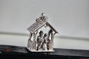 Sterling Silver Bride & Groom Wedding Gazebo Charm