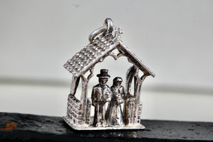 Sterling Silver Bride & Groom Wedding Gazebo Charm