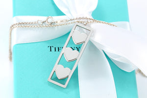 Tiffany & Co. Silver Triple Heart Bar Pendant Necklace