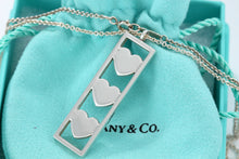 Load image into Gallery viewer, Tiffany &amp; Co. Silver Triple Heart Bar Pendant Necklace
