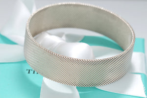 Tiffany & Co. Silver Firm Mesh Wide Bangle Bracelet