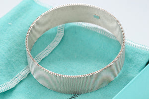 Tiffany & Co. Silver Firm Mesh Wide Bangle Bracelet