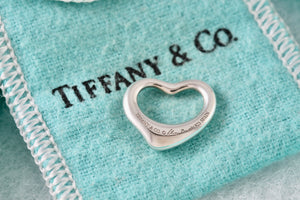 Tiffany & Co. Elsa Peretti Silver Small Open Heart 16mm Pendant