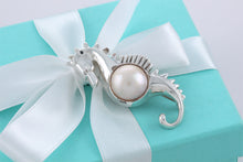 Load image into Gallery viewer, Tiffany &amp; Co. Silver Seahorse Pearl Pin Brooch
