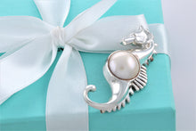Load image into Gallery viewer, Tiffany &amp; Co. Silver Seahorse Pearl Pin Brooch
