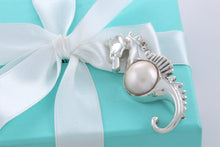Load image into Gallery viewer, Tiffany &amp; Co. Silver Seahorse Pearl Pin Brooch
