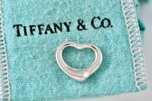 Tiffany & Co. Elsa Peretti Silver Small Open Heart 16mm Pendant