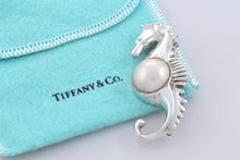 Load image into Gallery viewer, Tiffany &amp; Co. Silver Seahorse Pearl Pin Brooch
