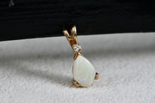 Load image into Gallery viewer, 14K Gold Teardrop Opal &amp; Diamond Pendant
