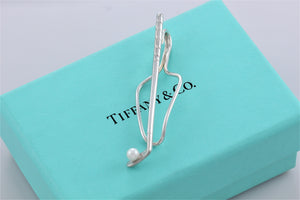 Tiffany & Co. Mens Silver Golf Club Pearl Tie Clip Money Clip