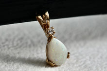 Load image into Gallery viewer, 14K Gold Teardrop Opal &amp; Diamond Pendant
