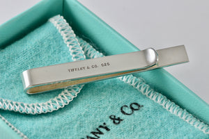 Tiffany & Co. Mens Silver Small Bar Tie Clip/Money Clip