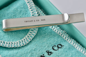 Tiffany & Co. Mens Silver Small Bar Tie Clip/Money Clip