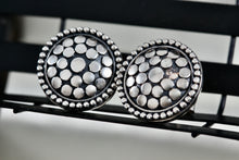 Load image into Gallery viewer, Sterling Silver Round Cobblestone Circle Stud Earrings Signed PJ
