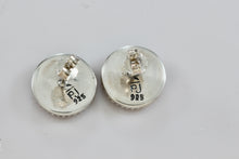 Load image into Gallery viewer, Sterling Silver Round Cobblestone Circle Stud Earrings Signed PJ
