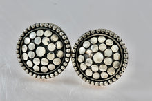 Load image into Gallery viewer, Sterling Silver Round Cobblestone Circle Stud Earrings Signed PJ
