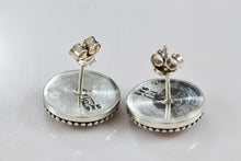 Load image into Gallery viewer, Sterling Silver Round Cobblestone Circle Stud Earrings Signed PJ

