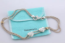 Load image into Gallery viewer, Tiffany &amp; Co. Silver 18K Gold &amp; Silver Double Rope Sliding Puff Heart Necklace
