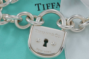 Tiffany & Co. Silver Arc Large Keyhole Padlock Heavy Link Bracelet