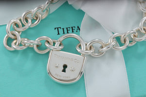 Tiffany & Co. Silver Arc Large Keyhole Padlock Heavy Link Bracelet