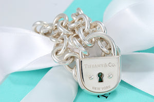 Tiffany & Co. Silver Arc Large Keyhole Padlock Heavy Link Bracelet