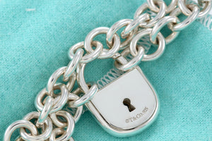 Tiffany & Co. Silver Arc Large Keyhole Padlock Heavy Link Bracelet